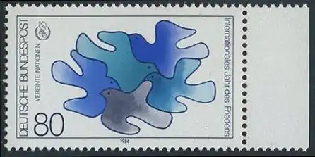 BUND 1986 Michel-Nummer 1286 postfrisch EINZELMARKE RAND rechts