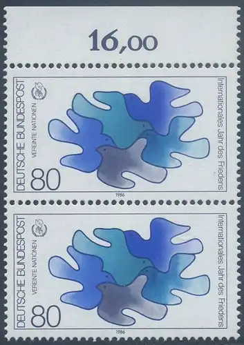 BUND 1986 Michel-Nummer 1286 postfrisch vert.PAAR RAND oben