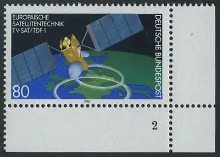 BUND 1986 Michel-Nummer 1290 postfrisch EINZELMARKE ECKRAND unten rechts (FN)
