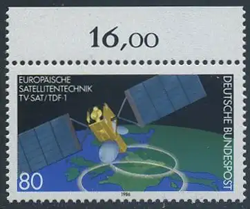 BUND 1986 Michel-Nummer 1290 postfrisch EINZELMARKE RAND oben