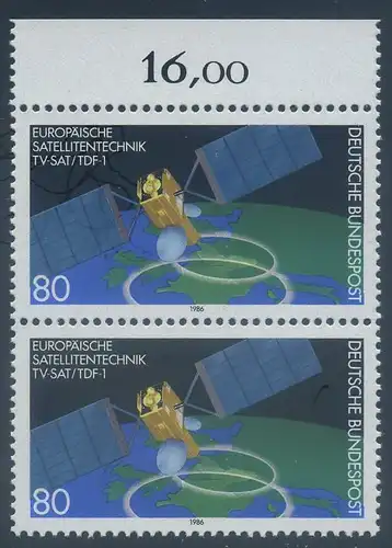 BUND 1986 Michel-Nummer 1290 postfrisch vert.PAAR RAND oben