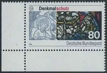 BUND 1986 Michel-Nummer 1291 postfrisch EINZELMARKE ECKRAND unten links