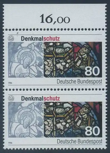 BUND 1986 Michel-Nummer 1291 postfrisch vert.PAAR RAND oben