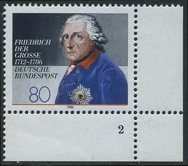 BUND 1986 Michel-Nummer 1292 postfrisch EINZELMARKE ECKRAND unten rechts (FN)