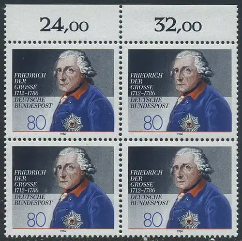BUND 1986 Michel-Nummer 1292 postfrisch BLOCK RÄNDER oben