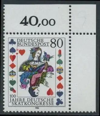BUND 1986 Michel-Nummer 1293 postfrisch EINZELMARKE ECKRAND oben rechts