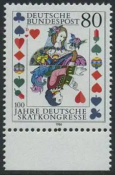 BUND 1986 Michel-Nummer 1293 postfrisch EINZELMARKE RAND unten