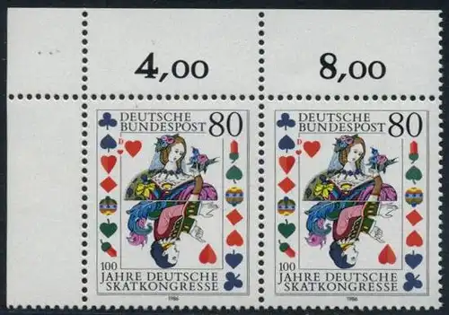 BUND 1986 Michel-Nummer 1293 postfrisch horiz.PAAR ECKRAND oben links