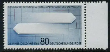 BUND 1986 Michel-Nummer 1294 postfrisch EINZELMARKE RAND rechts