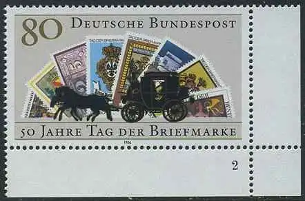 BUND 1986 Michel-Nummer 1300 postfrisch EINZELMARKE ECKRAND unten rechts (b)