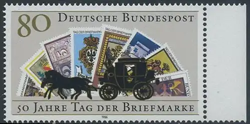 BUND 1986 Michel-Nummer 1300 postfrisch EINZELMARKE RAND rechts