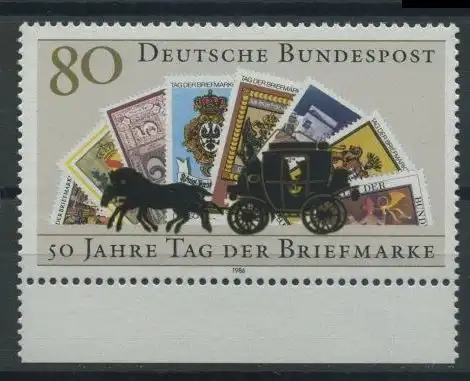 BUND 1986 Michel-Nummer 1300 postfrisch EINZELMARKE RAND unten