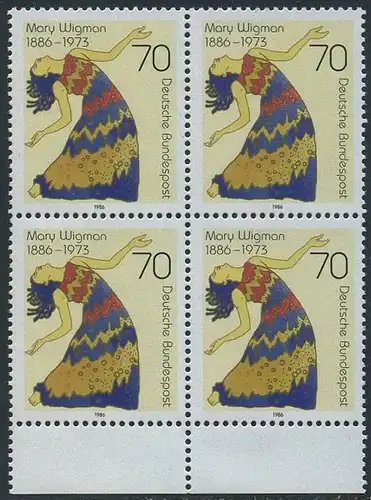 BUND 1986 Michel-Nummer 1301 postfrisch BLOCK RÄNDER unten