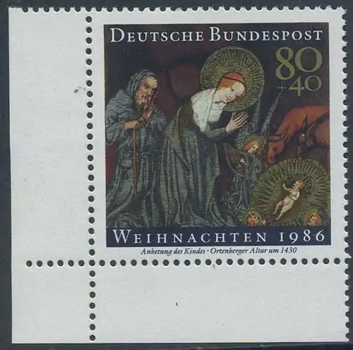 BUND 1986 Michel-Nummer 1303 postfrisch EINZELMARKE ECKRAND unten links