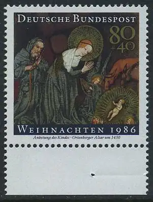 BUND 1986 Michel-Nummer 1303 postfrisch EINZELMARKE RAND unten