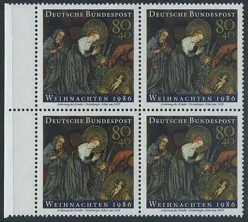BUND 1986 Michel-Nummer 1303 postfrisch BLOCK RÄNDER links