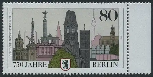 BUND 1987 Michel-Nummer 1306 postfrisch EINZELMARKE RAND rechts