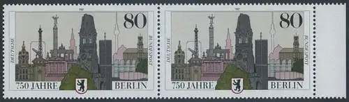 BUND 1987 Michel-Nummer 1306 postfrisch horiz.PAAR RAND rechts