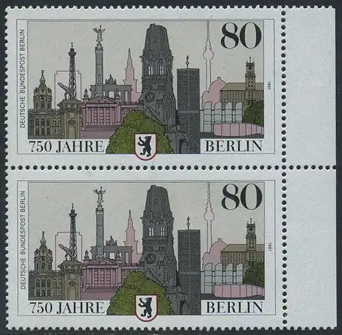 BUND 1987 Michel-Nummer 1306 postfrisch vert.PAAR RAND rechts