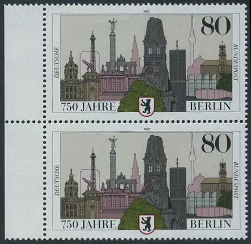 BUND 1987 Michel-Nummer 1306 postfrisch vert.PAAR RAND links