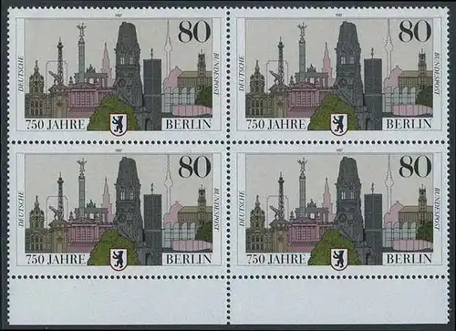 BUND 1987 Michel-Nummer 1306 postfrisch BLOCK RÄNDER unten