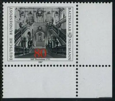 BUND 1987 Michel-Nummer 1307 postfrisch EINZELMARKE ECKRAND unten rechts