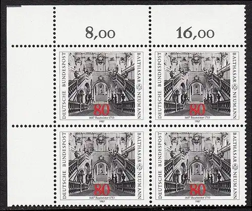 BUND 1987 Michel-Nummer 1307 postfrisch BLOCK ECKRAND oben links