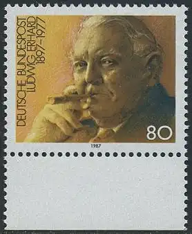 BUND 1987 Michel-Nummer 1308 postfrisch EINZELMARKE RAND unten