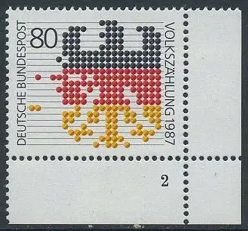 BUND 1987 Michel-Nummer 1309 postfrisch EINZELMARKE ECKRAND unten rechts (FN)