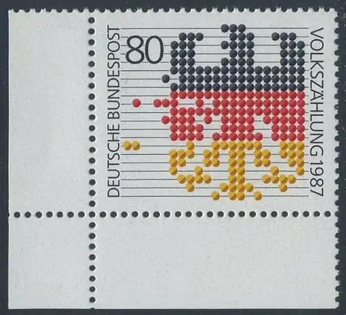 BUND 1987 Michel-Nummer 1309 postfrisch EINZELMARKE ECKRAND unten links