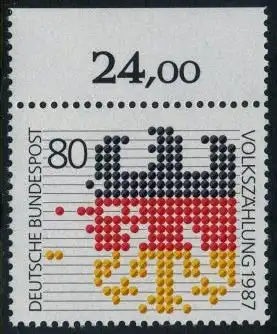 BUND 1987 Michel-Nummer 1309 postfrisch EINZELMARKE RAND oben (b)