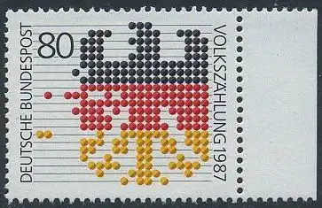 BUND 1987 Michel-Nummer 1309 postfrisch EINZELMARKE RAND rechts