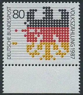 BUND 1987 Michel-Nummer 1309 postfrisch EINZELMARKE RAND unten