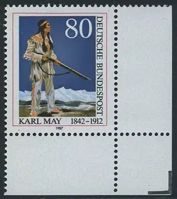 BUND 1987 Michel-Nummer 1314 postfrisch EINZELMARKE ECKRAND unten rechts