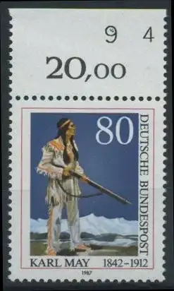BUND 1987 Michel-Nummer 1314 postfrisch EINZELMARKE RAND oben (a)