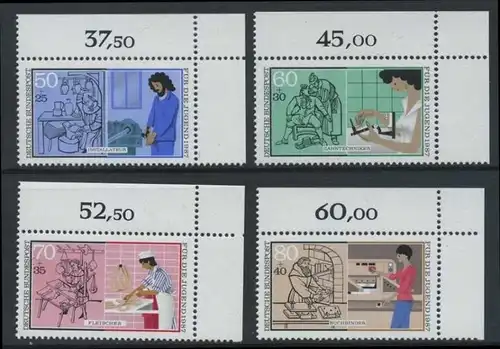 BUND 1987 Michel-Nummer 1315-1318 postfrisch SATZ(4) EINZELMARKEN ECKRÄNDER oben rechts