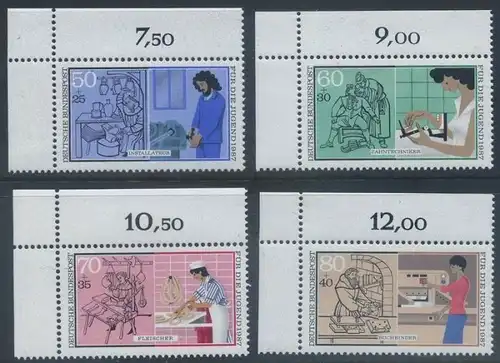 BUND 1987 Michel-Nummer 1315-1318 postfrisch SATZ(4) EINZELMARKEN ECKRÄNDER oben links