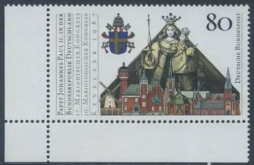 BUND 1987 Michel-Nummer 1320 postfrisch EINZELMARKE ECKRAND unten links