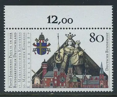 BUND 1987 Michel-Nummer 1320 postfrisch EINZELMARKE RAND oben (b)