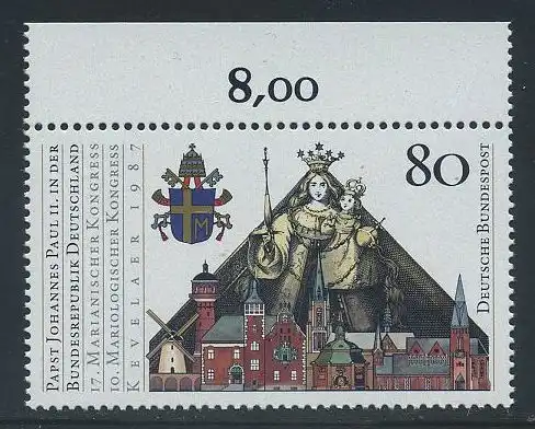 BUND 1987 Michel-Nummer 1320 postfrisch EINZELMARKE RAND oben (a)