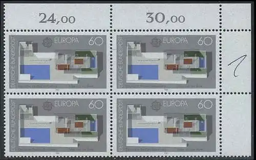 BUND 1987 Michel-Nummer 1321 postfrisch BLOCK ECKRAND oben rechts