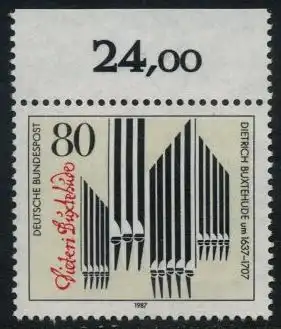 BUND 1987 Michel-Nummer 1323 postfrisch EINZELMARKE RAND oben