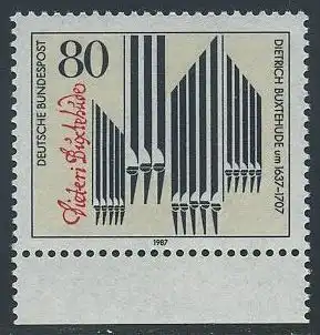BUND 1987 Michel-Nummer 1323 postfrisch EINZELMARKE RAND unten