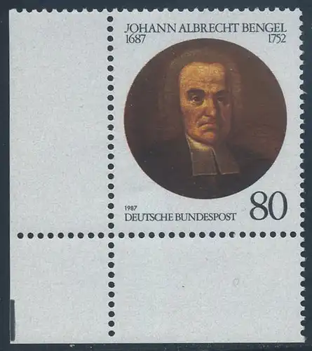 BUND 1987 Michel-Nummer 1324 postfrisch EINZELMARKE ECKRAND unten links