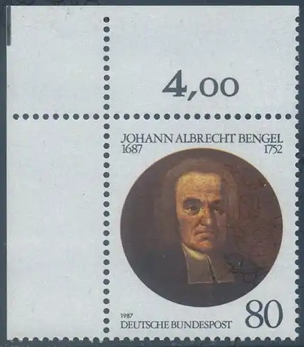 BUND 1987 Michel-Nummer 1324 postfrisch EINZELMARKE ECKRAND oben links