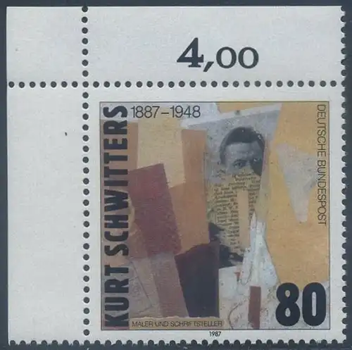 BUND 1987 Michel-Nummer 1326 postfrisch EINZELMARKE ECKRAND oben links