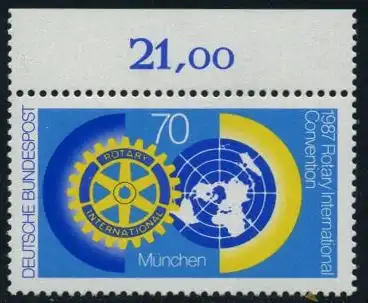BUND 1987 Michel-Nummer 1327 postfrisch EINZELMARKE RAND oben