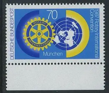 BUND 1987 Michel-Nummer 1327 postfrisch EINZELMARKE RAND unten