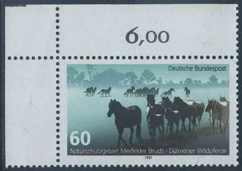 BUND 1987 Michel-Nummer 1328 postfrisch EINZELMARKE ECKRAND oben links
