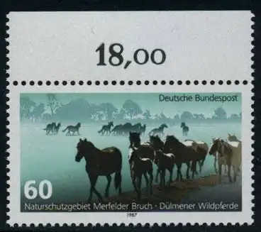 BUND 1987 Michel-Nummer 1328 postfrisch EINZELMARKE RAND oben